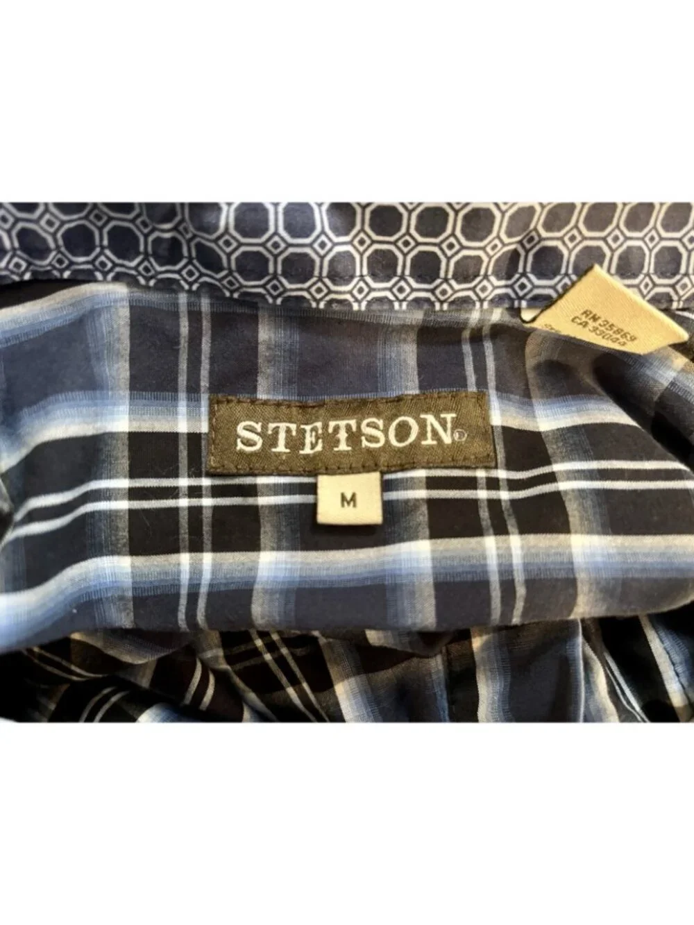 Stetson Blue Flip Cuff Button Down Shirt Sz Medium 100% Cotton